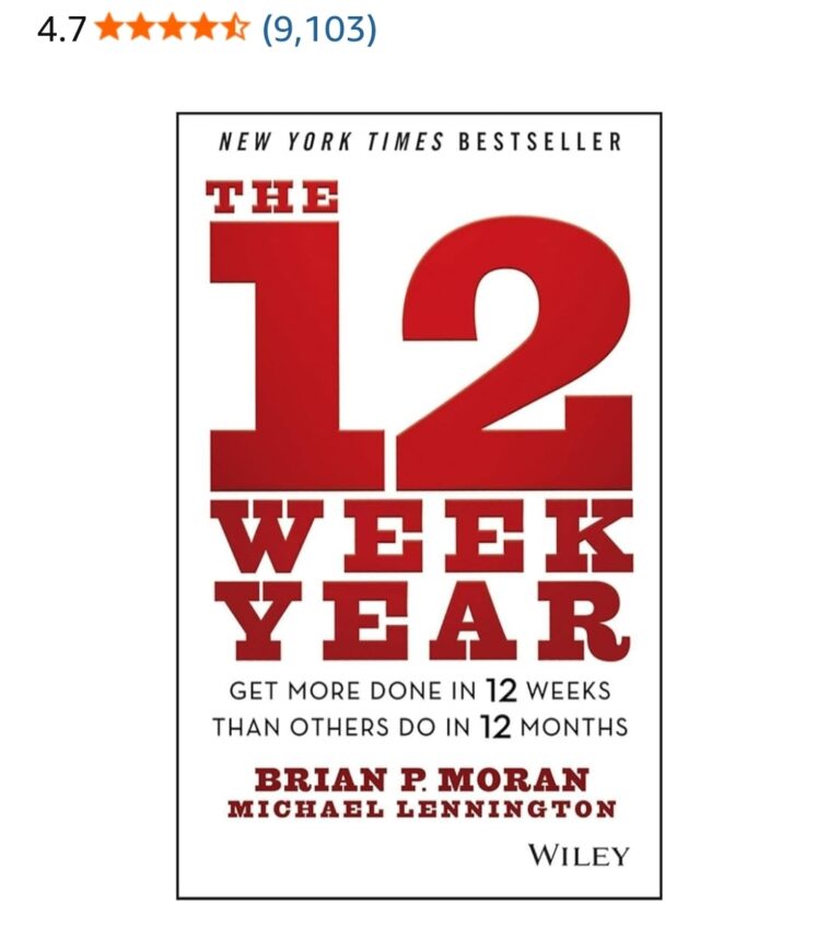 Book cover for 'The 12 Week Year' by Brian P. Moran and Michael Lennington; subtitle 'Get more done in 12 weeks' (Wiley).